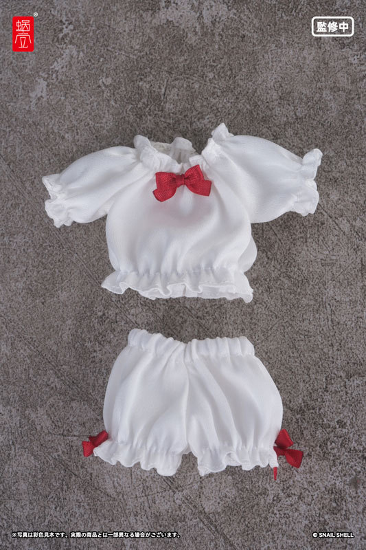 Snail Shell Puff Sleeves Loungewear White Doll Accessory for 1/10 1/12 Scale Figures