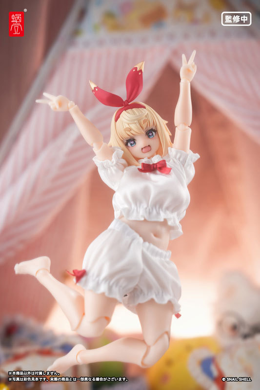 Snail Shell Puff Sleeves Loungewear White Doll Accessory for 1/10 1/12 Scale Figures