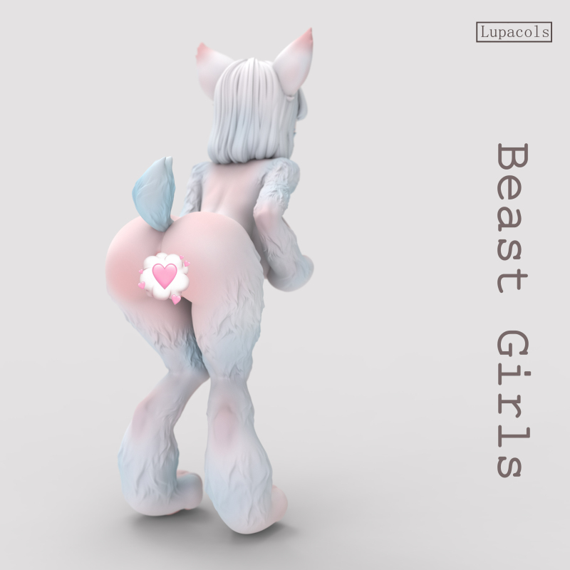Lupacols studio Furry Beast Girls Series Pink White Beast Girl