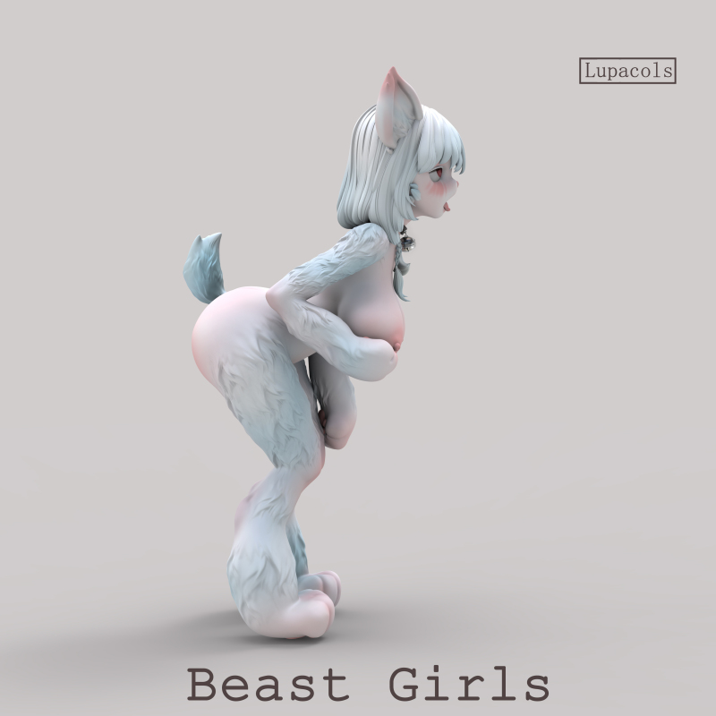 Lupacols studio Furry Beast Girls Series Pink White Beast Girl