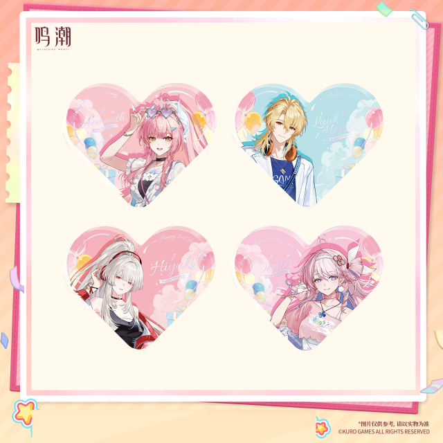 KURO GAMES Wuthering Waves Pastel Wishes Themed Heart-Shaped Acrylic Ornament