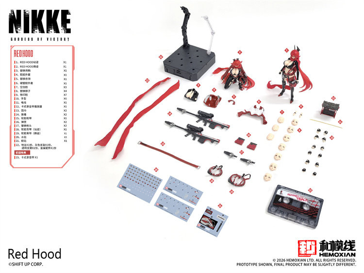 He Mo Xian Goddess of Victory NIKKE Red Hood 1/12 Scale Plastic Model Kit (Bonus)