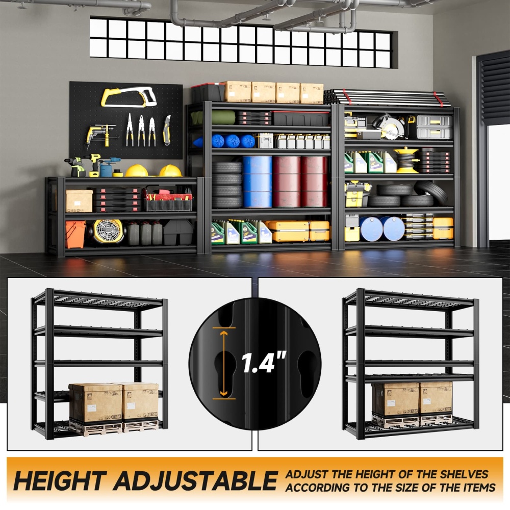 48"W 5-Tier Garage Storage Rack 2500LBS Shelving Unit 48"W x 17.7"D x 72"H