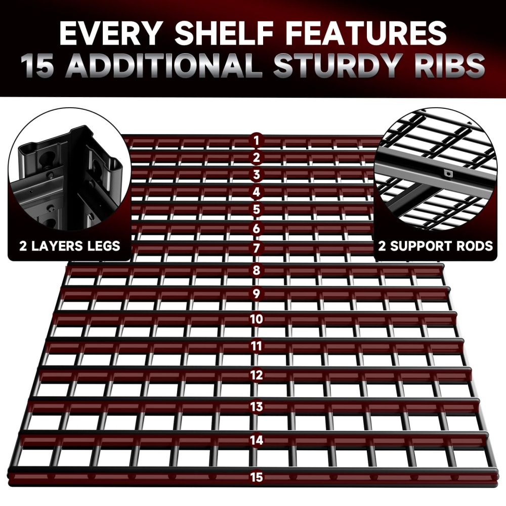 55"W 6-Tier Heavy Duty Garage Rack 3500LBS Wire Shelving 55"W x 24"D x 84"H