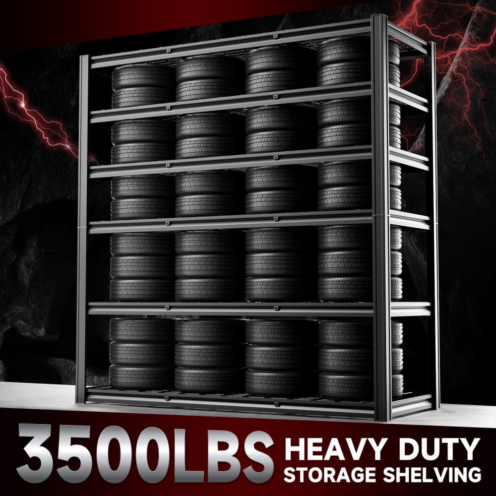 55"W 6-Tier Heavy Duty Garage Rack 3500LBS Wire Shelving 55"W x 24"D x 84"H