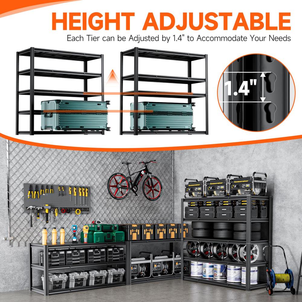 55"W 5-Tier Garage Storage Shelves Adjustable Heavy Duty Rack 3000LBS 55"W x 24"D x 78"H
