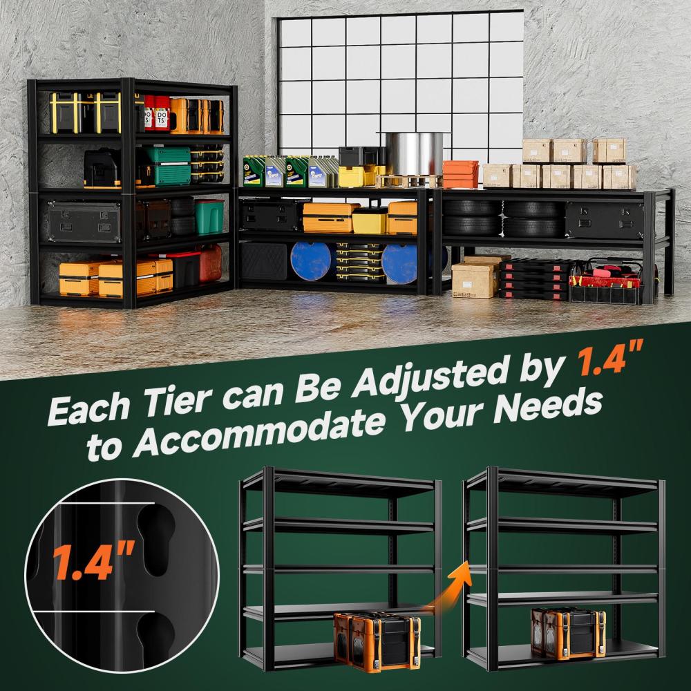 48"W Heavy Duty Garage Metal Shelving 3000LBS 5-Tier Storage Shelf 48"W x 24"D x 72"H