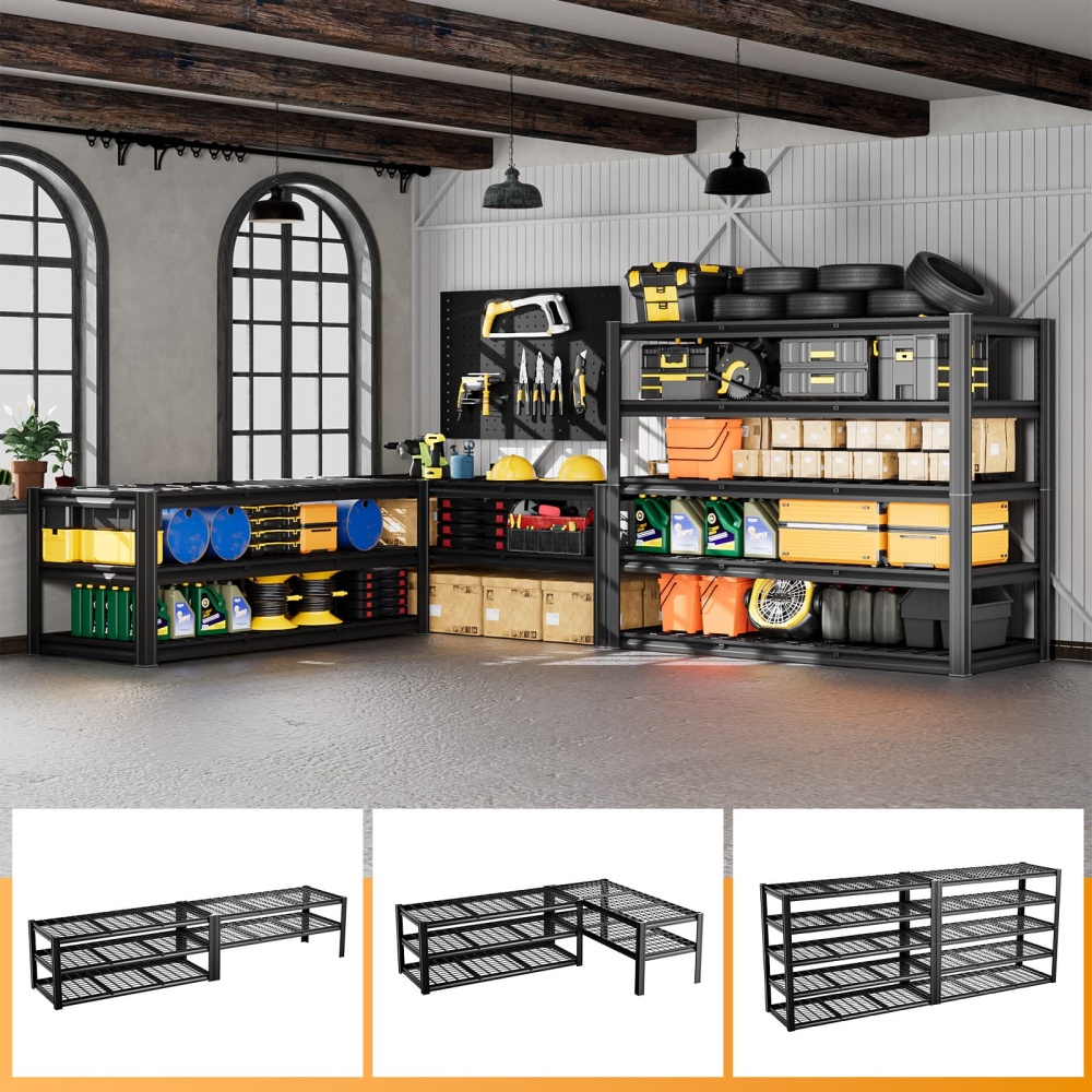 60"W 5-Tier Heavy Duty Garage Rack 3000LBS Storage Shelf 60"W x 24"D x 72"H
