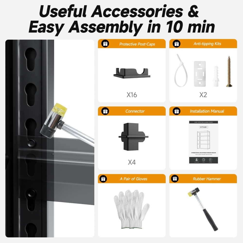 60"W 5-Tier Heavy Duty Garage Rack 3000LBS Storage Shelf 60"W x 24"D x 72"H