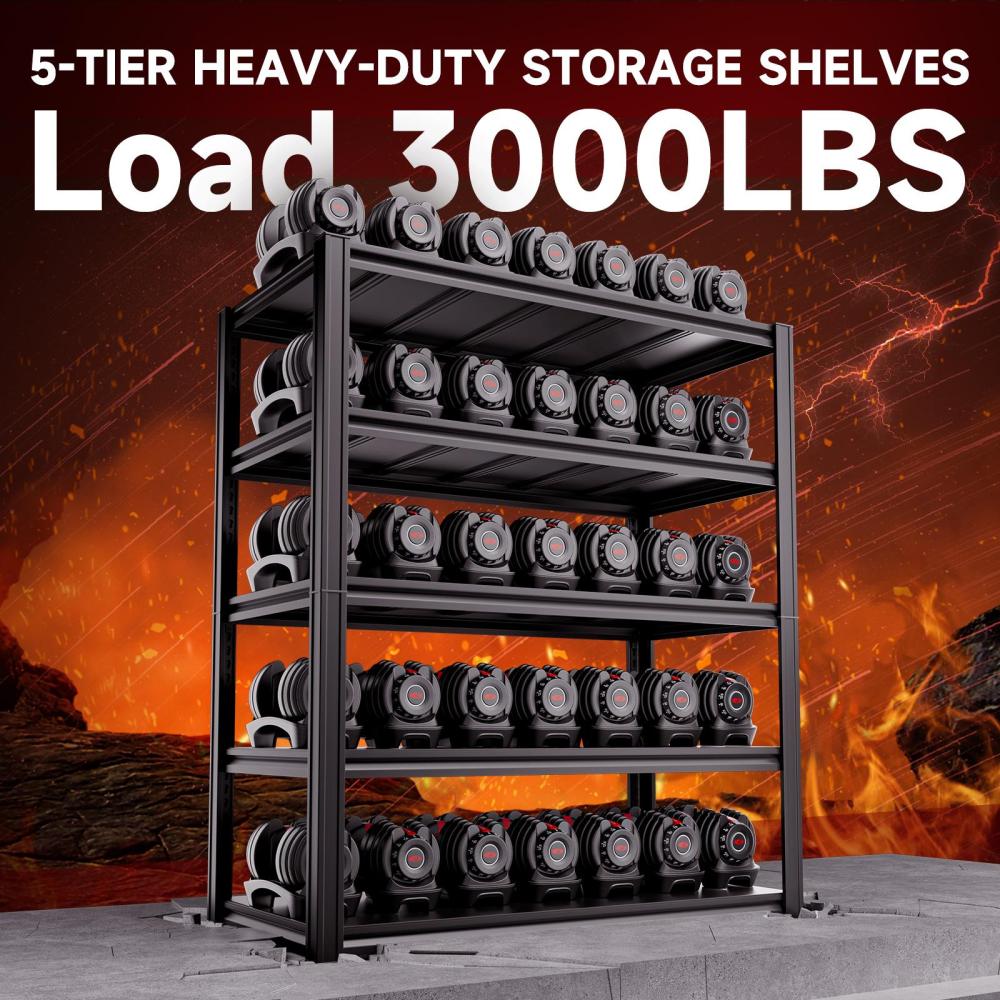 48"W Garage Shelving 3000LBS 5-Tier Adjustable Steel Shelves 48"W x 24"D x 78"H