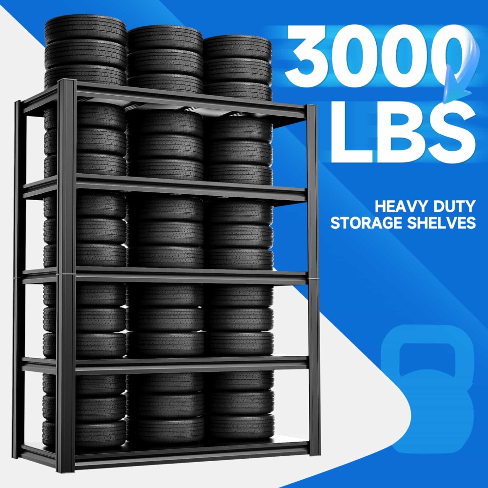 48"W Heavy Duty Garage Shelving 3000LBS 5-Tier Storage Rack 48"W x 18"D x 78"H