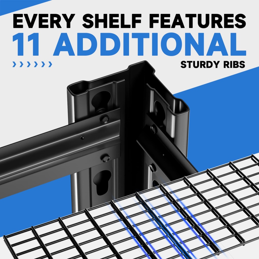 40"W 4-Tier Garage Shelving 2200LBS Storage Rack 40"W x 19.7"D x 60"H