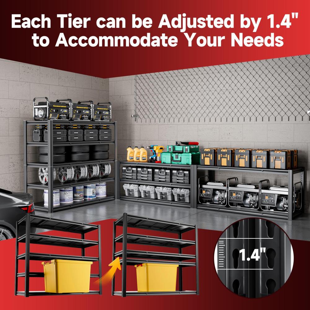 55"W Heavy Duty Garage Steel Shelving 3000LBS 5-Tier Storage Rack 55"W x 24"D x 72"H