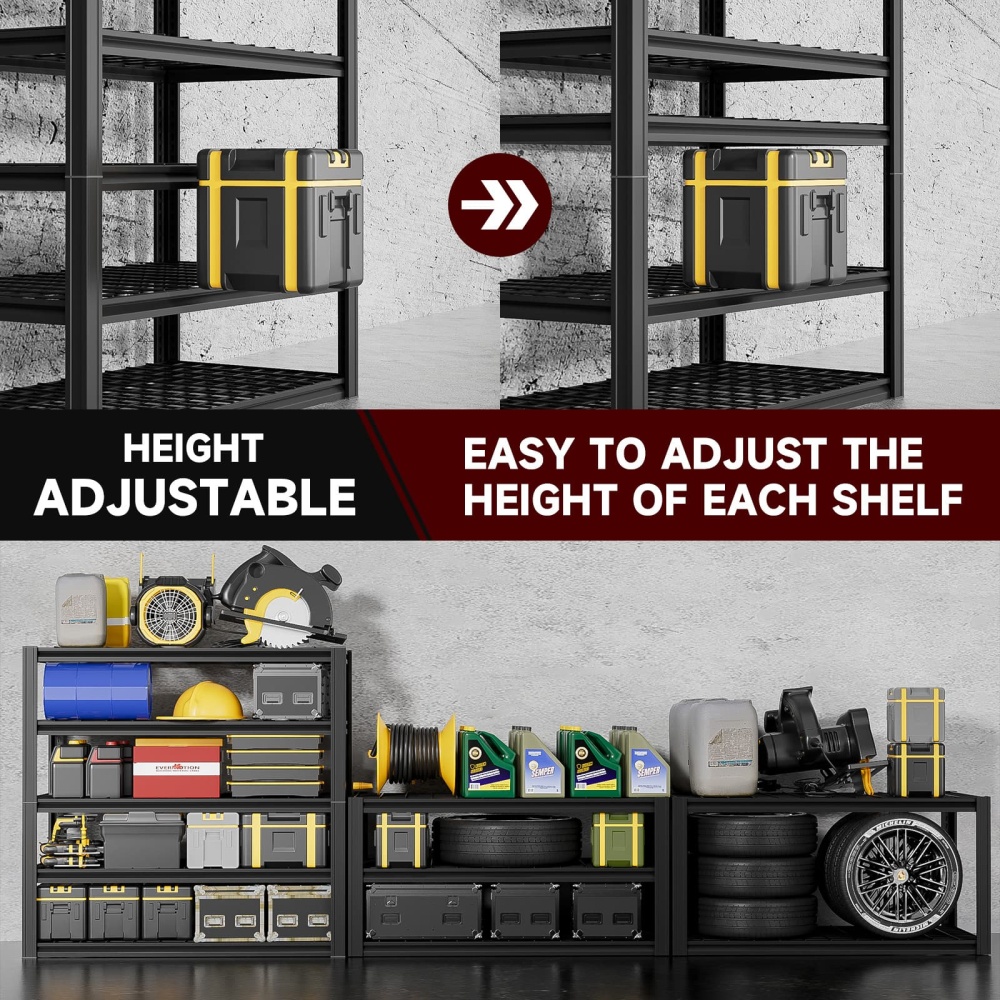 48"W Heavy Duty Garage Shelving 3010LBS 5-Tier Storage Rack 48"W x 24"D x 72"H