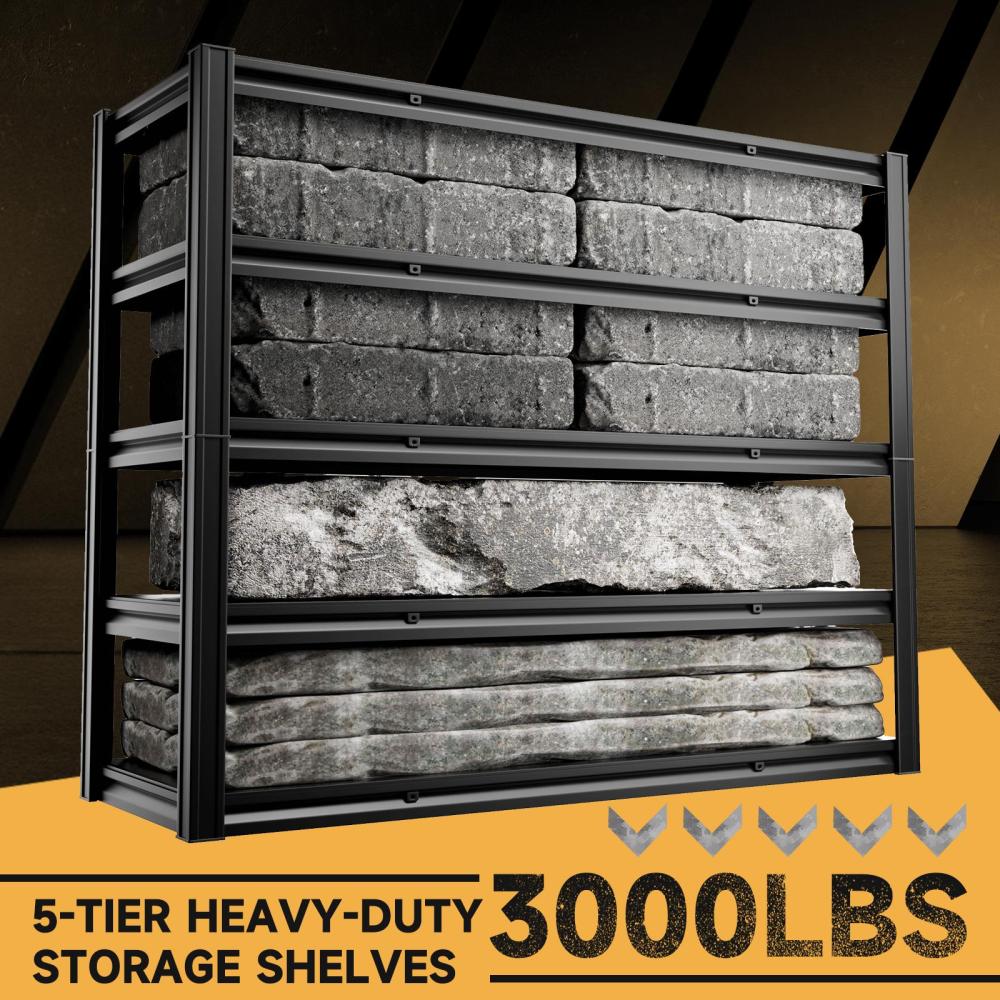 60"W Heavy Duty Garage Shelving 3000LBS 5-Tier Steel Rack 60"W x 20"D x 72"H