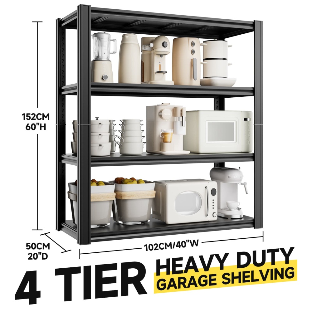 40"W 4-Tier Garage Shelving 2500LBS Adjustable Steel Rack 40"W x 20"D x 60"H