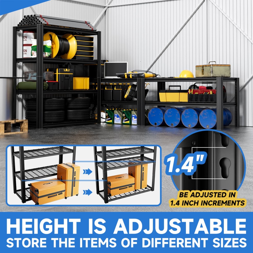 40"W 4-Tier Garage Shelving 2200LBS Storage Rack 40"W x 19.7"D x 60"H