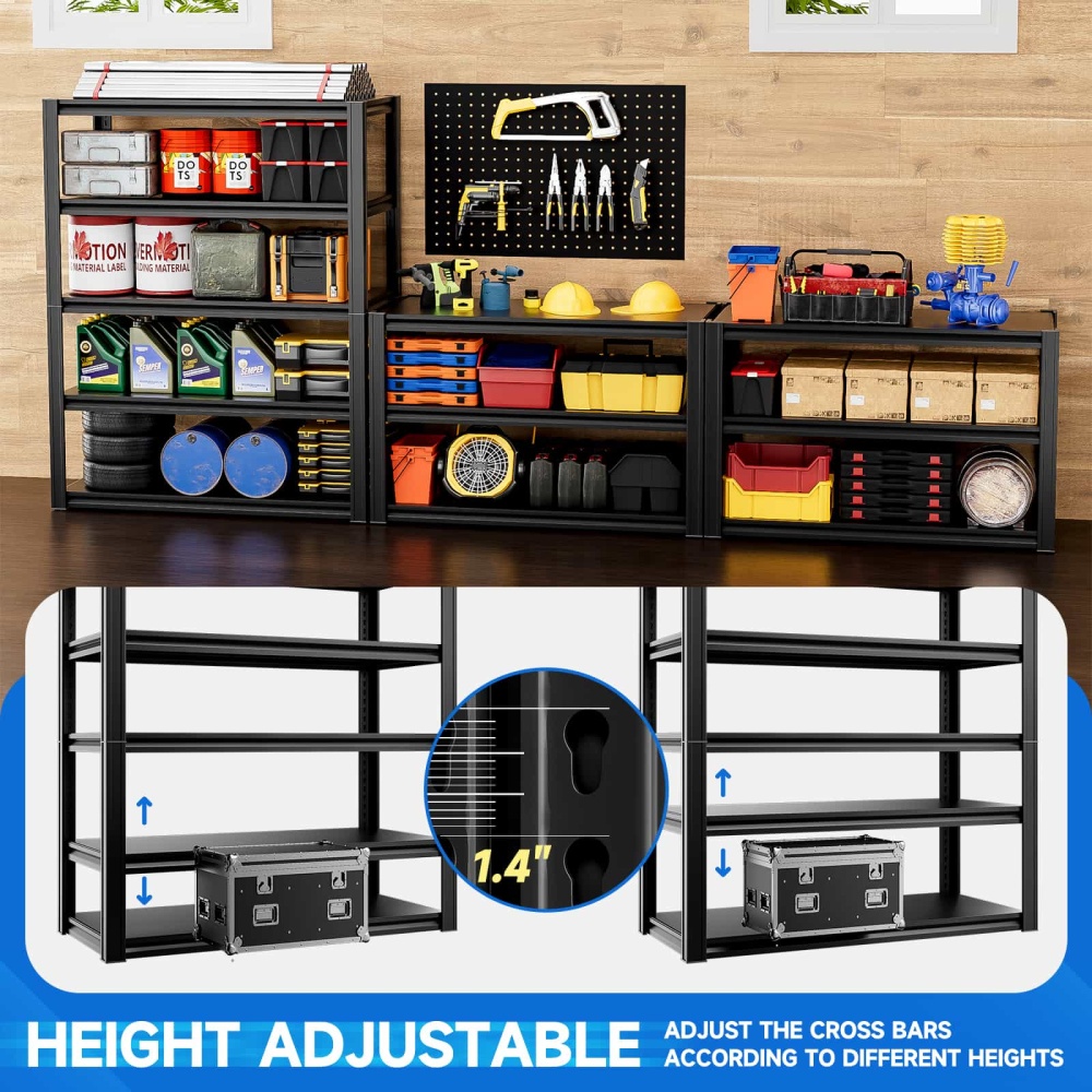 48"W Heavy Duty Garage Shelving 3000LBS 5-Tier Storage Rack 48"W x 18"D x 78"H