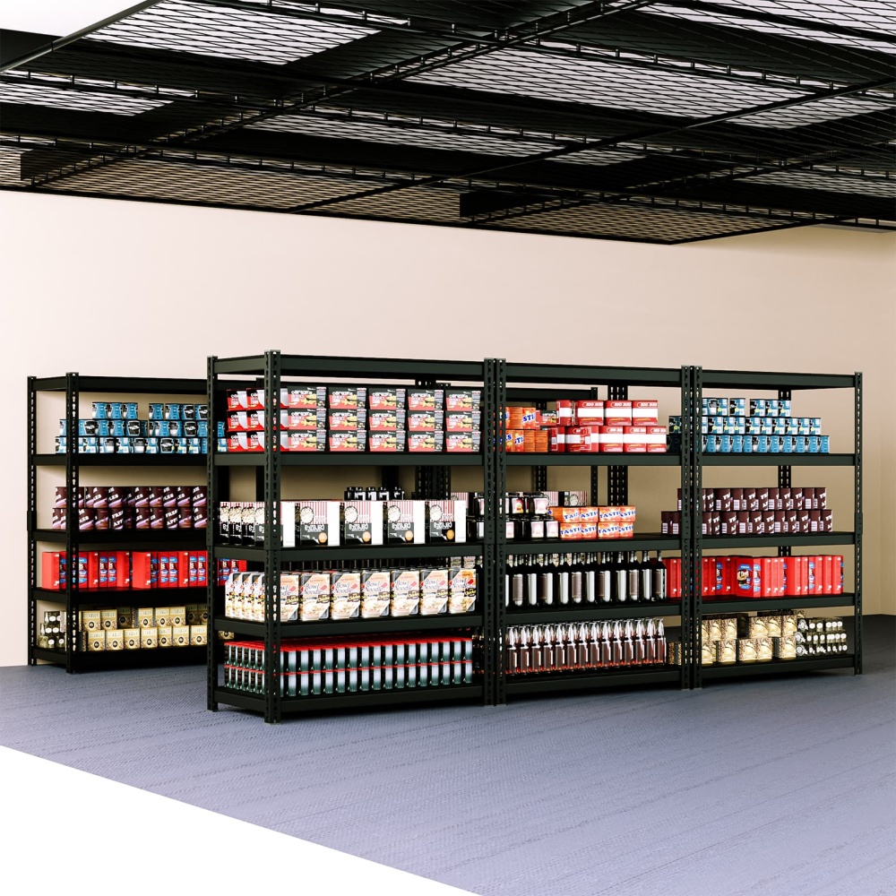 36"W 5-Tier Metal Garage Shelving, 36"W x 16"D x 71"H Heavy Duty Shelving Unit Adjustable Standing Storage Racks, 2500LBS, Black
