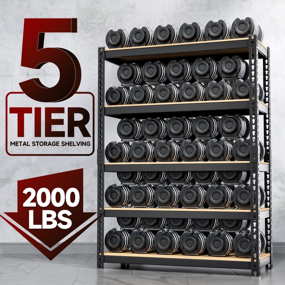 35"W 5-Tier Adjustable Metal Garage Shelves, 35"W x 12"D x 71"H Heavy-Duty Steel Shelving Units for Pantry Kitchen 2000LBS