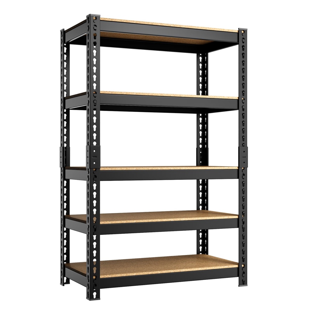 27.5" W 5-Tier Utility Shelving Unit, 27.5"W x 12"D x 60"H Adjustable Metal Shelves for Garage/Pantry Storage