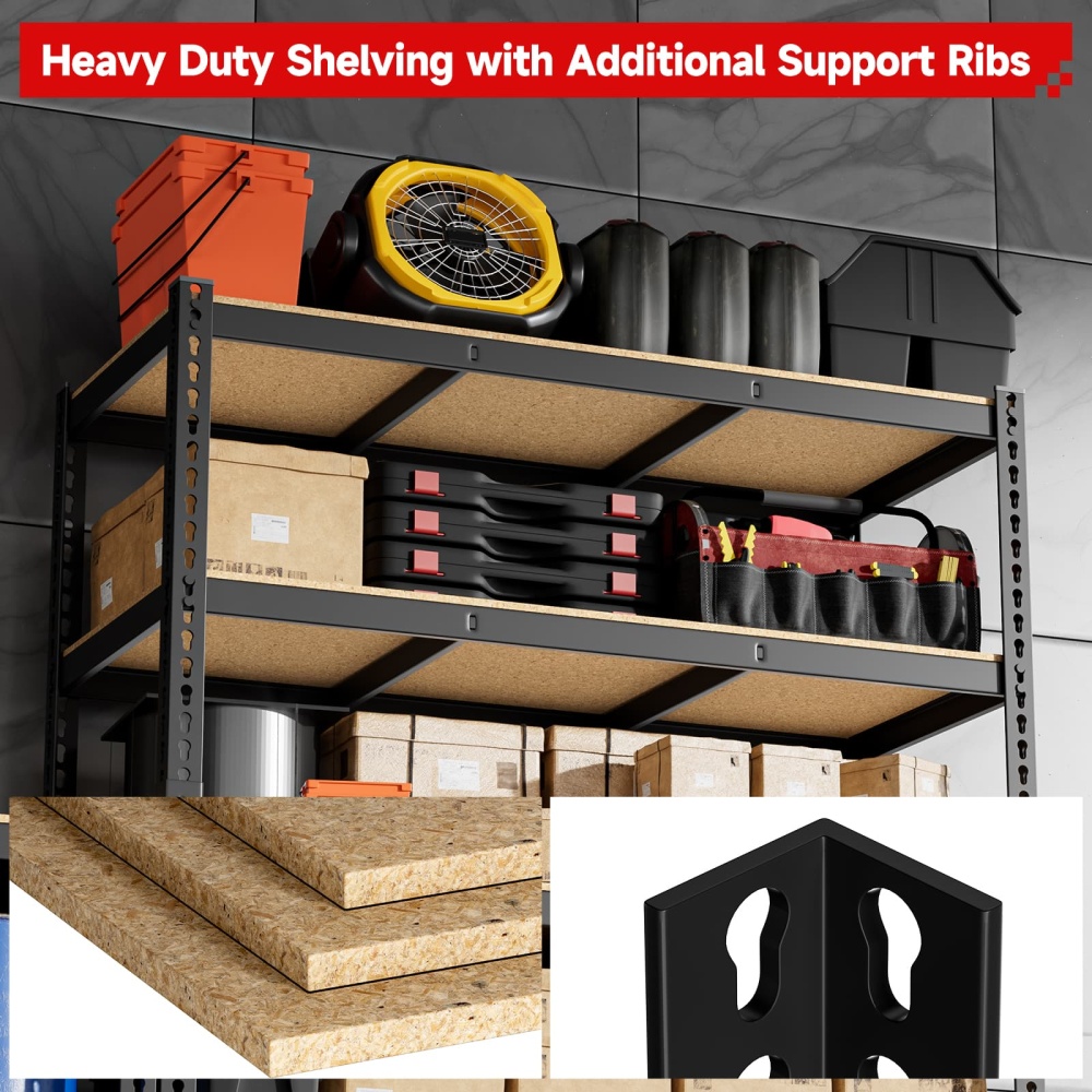 48"W 5-Tier Garage Storage Shelves, 48" W x 18" D x 71" H Heavy Duty Adjustable Garage Shelving, 2500LBS Capacity