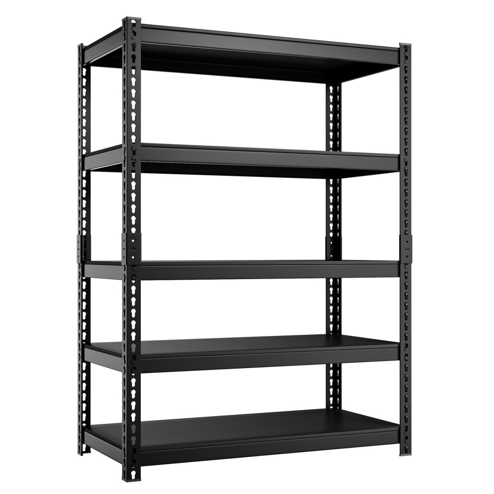 36"W 5-Tier Metal Garage Shelving, 36"W x 16"D x 71"H Heavy Duty Shelving Unit Adjustable Standing Storage Racks, 2500LBS, Black