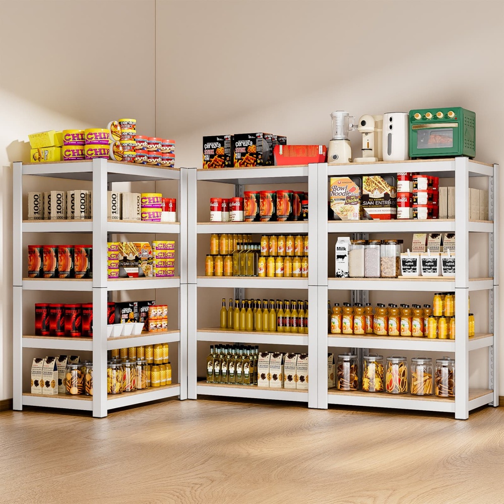 24"W 5-Tier Adjustable Storage Utility Shelves, 24"W x 16"D x 60"H Heavy Duty Metal Shelving for Kitchen/Pantry/Closet, White