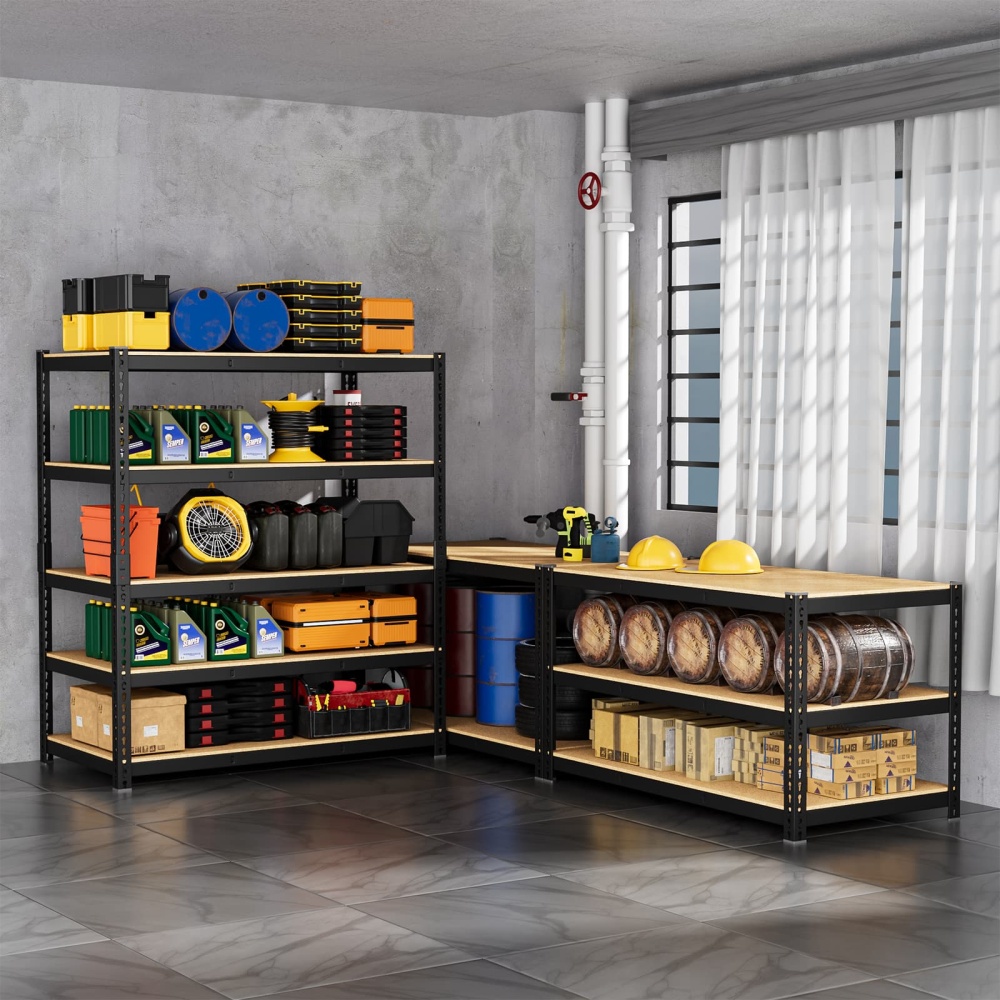 48"W 5-Tier Metal Shelving, 48"W x 24"D x 71"H Storage Shelves, 3000LBS Heavy Duty Adjustable Shelving Units