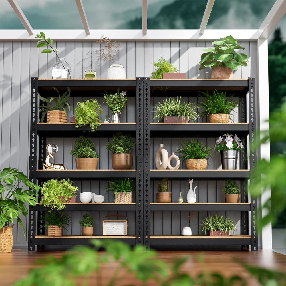 27.5" W 5-Tier Utility Shelving Unit, 27.5"W x 12"D x 60"H Adjustable Metal Shelves for Garage/Pantry Storage