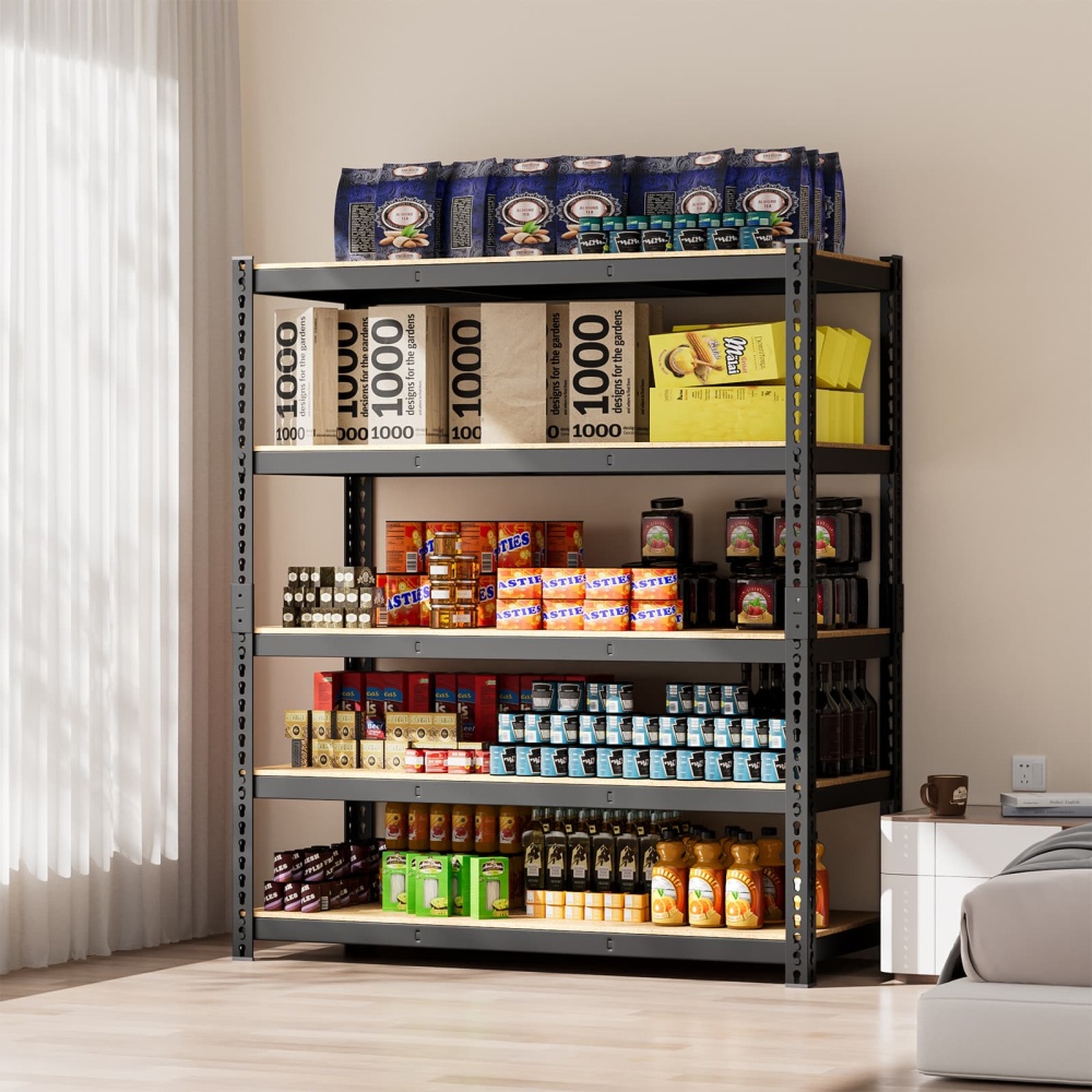 48"W 5-Tier Garage Storage Shelves, 48" W x 18" D x 71" H Heavy Duty Adjustable Garage Shelving, 2500LBS Capacity