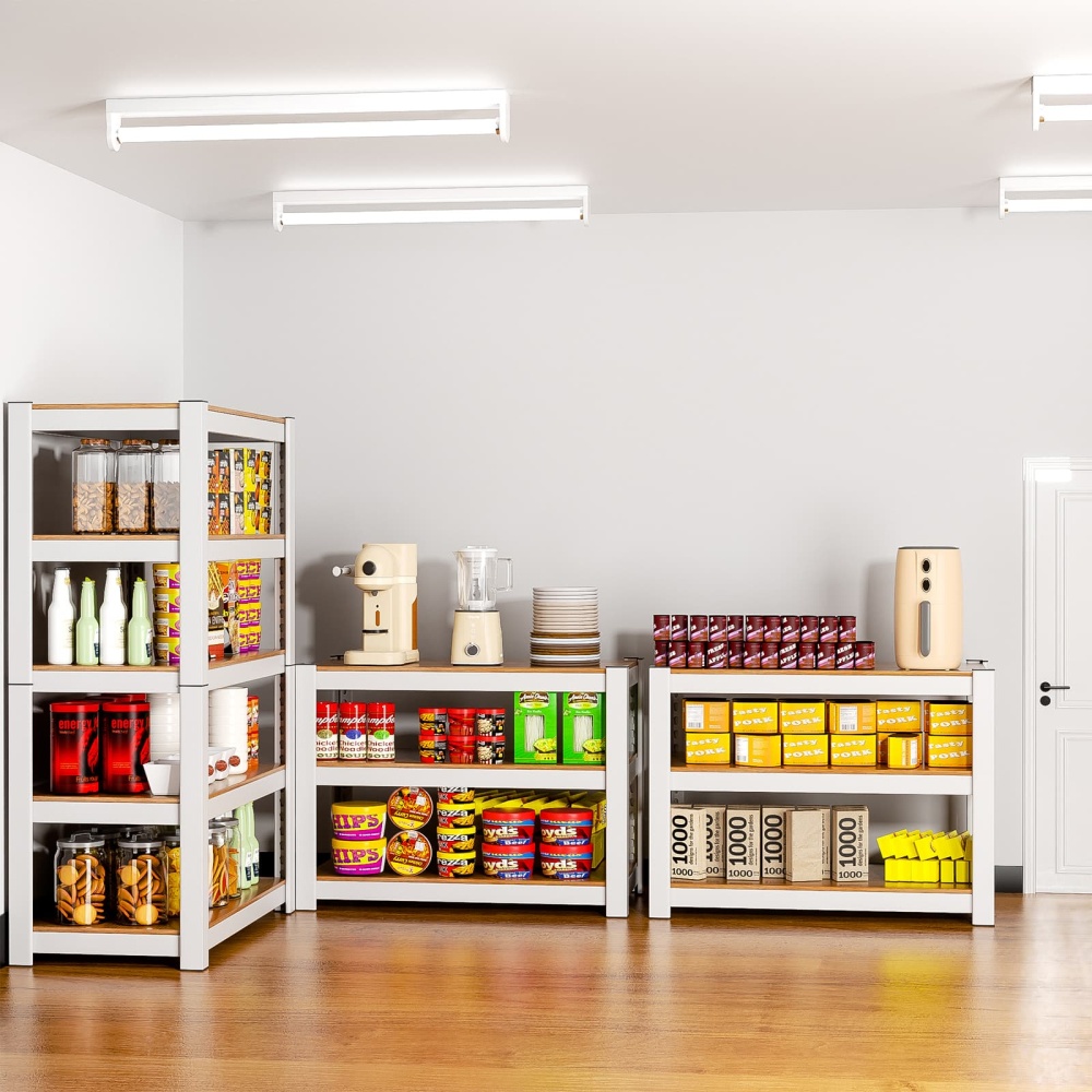 28"W 5-Tier White Pantry Storage Shelves, 28"W x 12"D x 60"H 1800LBS Adjustable Metal Shelves For Kitchen/Laundry Room