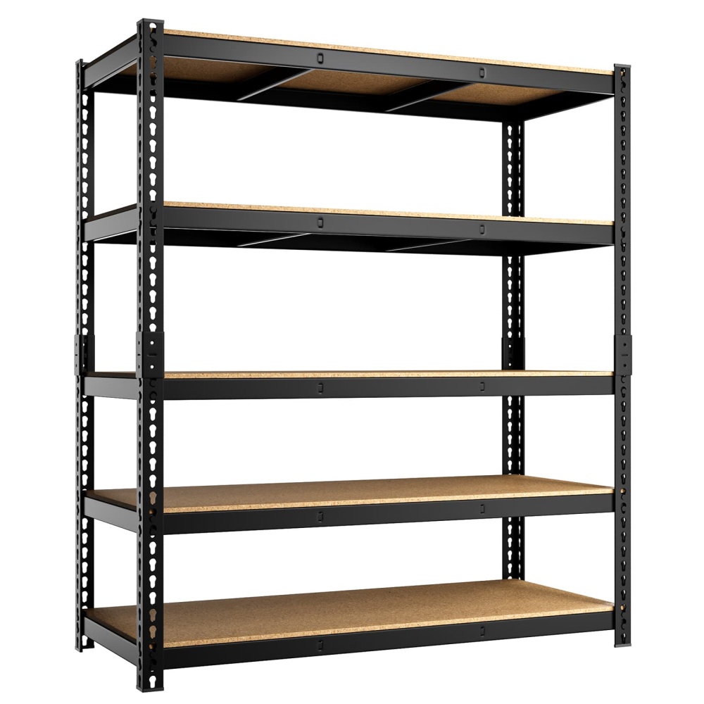 48"W 5-Tier Garage Storage Shelves, 48" W x 18" D x 71" H Heavy Duty Adjustable Garage Shelving, 2500LBS Capacity