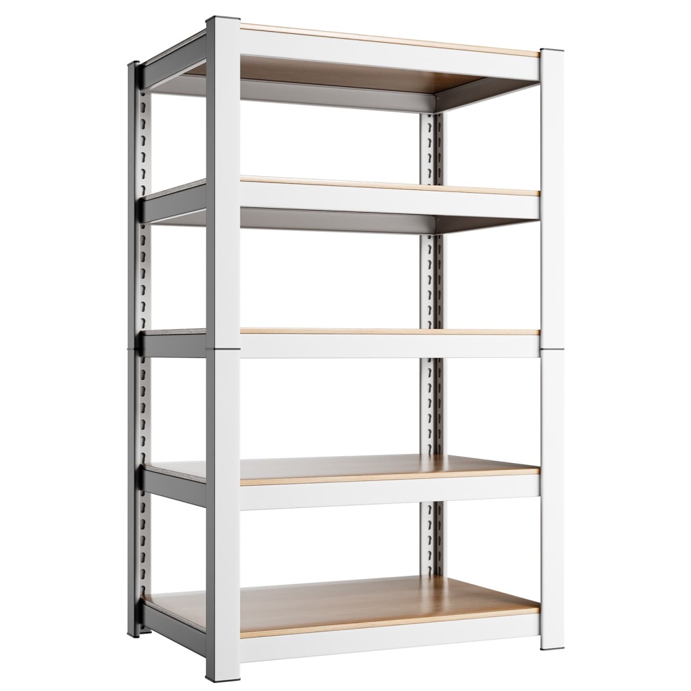 24"W 5-Tier Adjustable Storage Utility Shelves, 24"W x 16"D x 60"H Heavy Duty Metal Shelving for Kitchen/Pantry/Closet, White