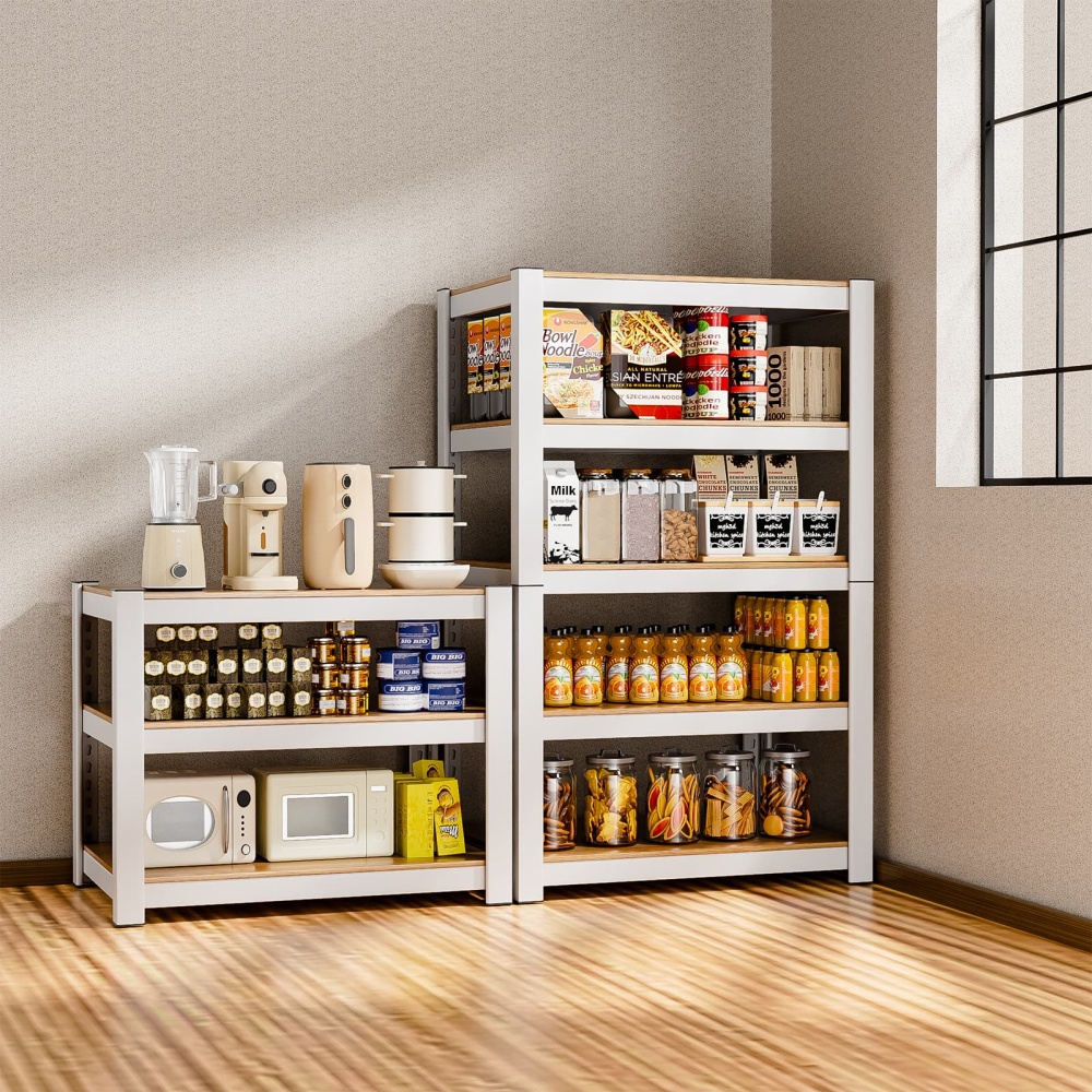 24"W 5-Tier Adjustable Storage Utility Shelves, 24"W x 16"D x 60"H Heavy Duty Metal Shelving for Kitchen/Pantry/Closet, White