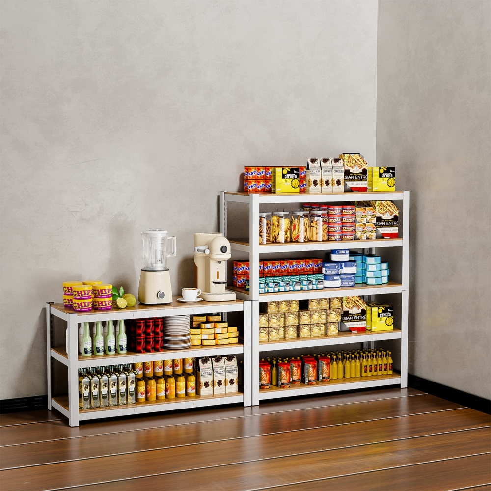 48"W 5-Tier White Storage Shelves, 48"W x 16"D x 71"H 2500LBS Shelves For Garage/Office/Pantry/Basement/Warehouse