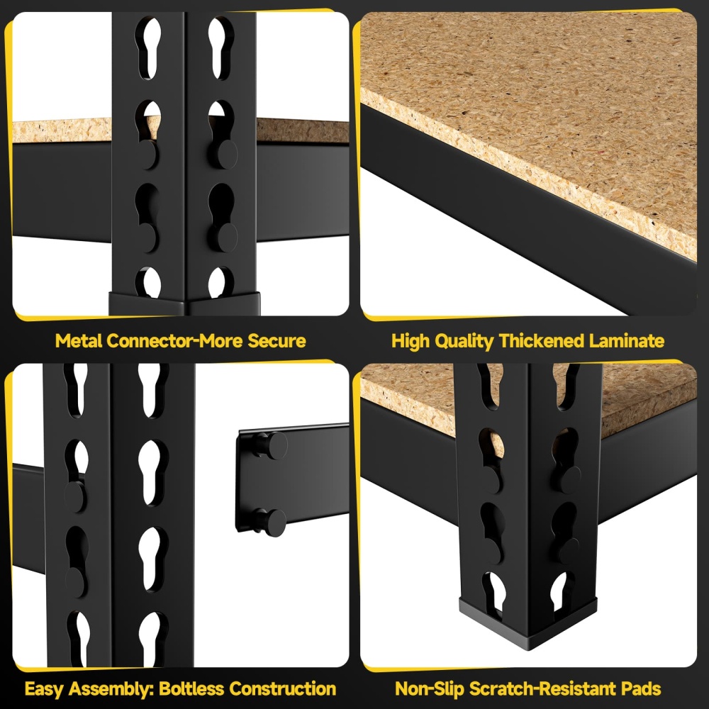 4-Tier Metal Shelving, 36"W x 18"D x 60"H Adjustable Steel Shelving Units, 1800LBS Garage Storage Shelves