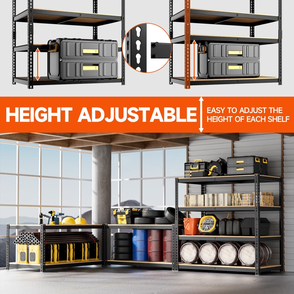 40"W Storage Shelves, 40"W x 20"D x 60"H 4-Tier Garage Shelving Storage Rack 2000LBS Metal Shelving Units