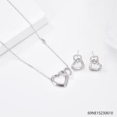 925 Sterling Silver Zircon Necklace and Earring Set