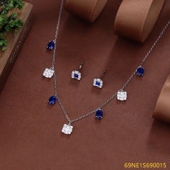 925 Sterling Silver Zircon Necklace and Earring Set