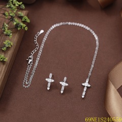 925 Sterling Silver Zircon Necklace and Earring Set