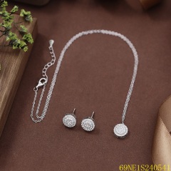 925 Sterling Silver Zircon Necklace and Earring Set