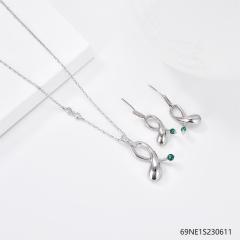 925 Sterling Silver Zircon Necklace and Earring Set