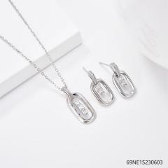 925 Sterling Silver Zircon Necklace and Earring Set