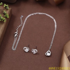 925 Sterling Silver Zircon Necklace and Earring Set