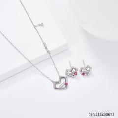 925 Sterling Silver Zircon Necklace and Earring Set