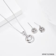 925 Sterling Silver Zircon Necklace and Earring Set