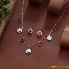 925 Sterling Silver Zircon Necklace and Earring Set
