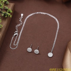 925 Sterling Silver Zircon Necklace and Earring Set