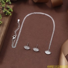 925 Sterling Silver Zircon Necklace and Earring Set